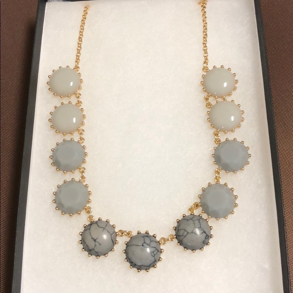 NWOT LOFT grey and gold statement necklace
